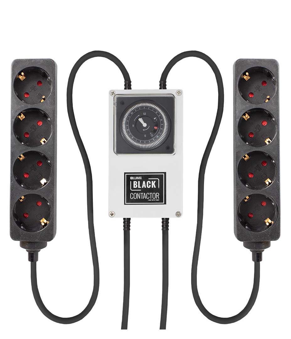 Lumii Black Zeitschaltuhr Mechanische Lumii Black Zeitschaltuhr mit zwei Vierfach-Steckerleisten