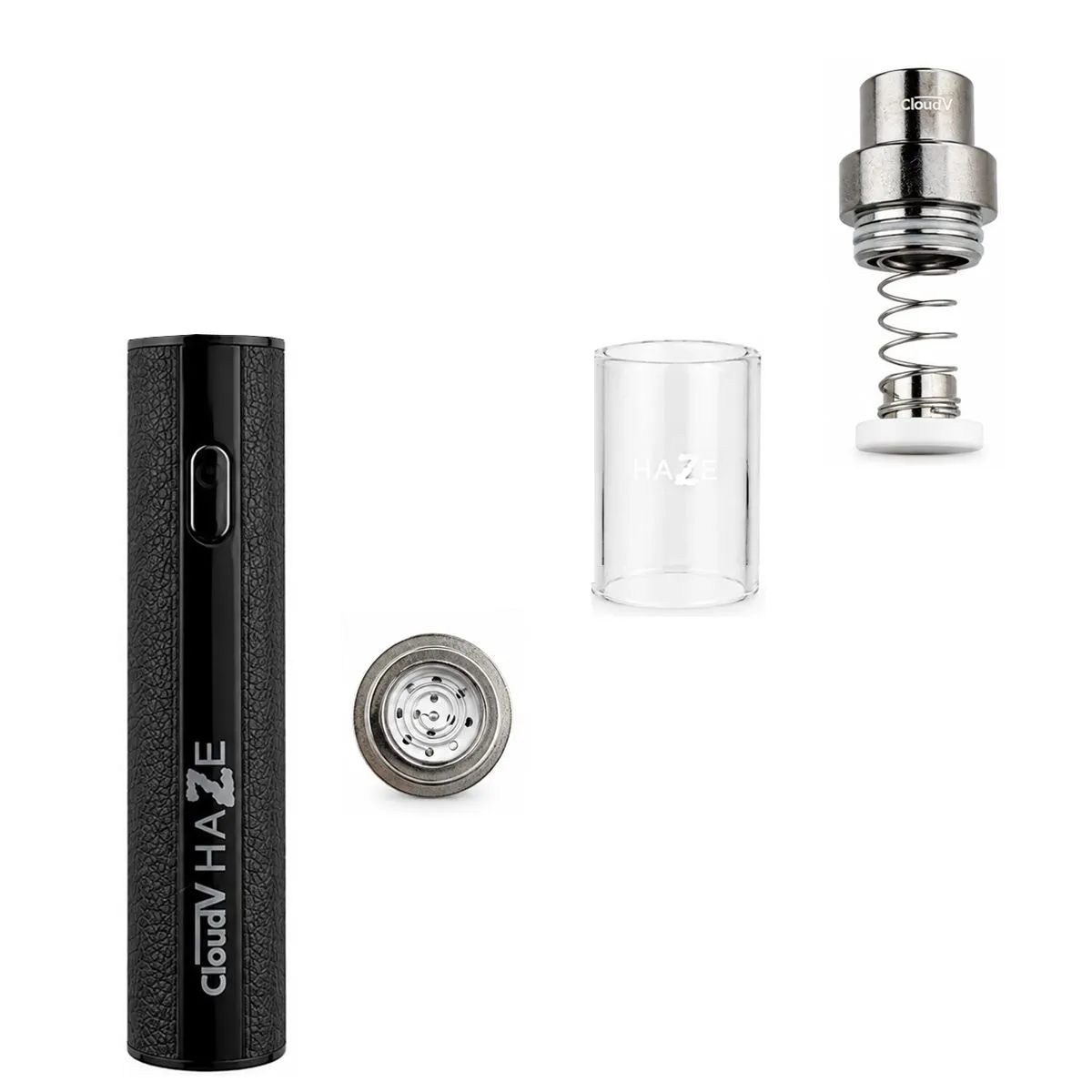 Cloud V Haze Pen in Schwarz mit Sieb, Glaskammer und Heizspirale