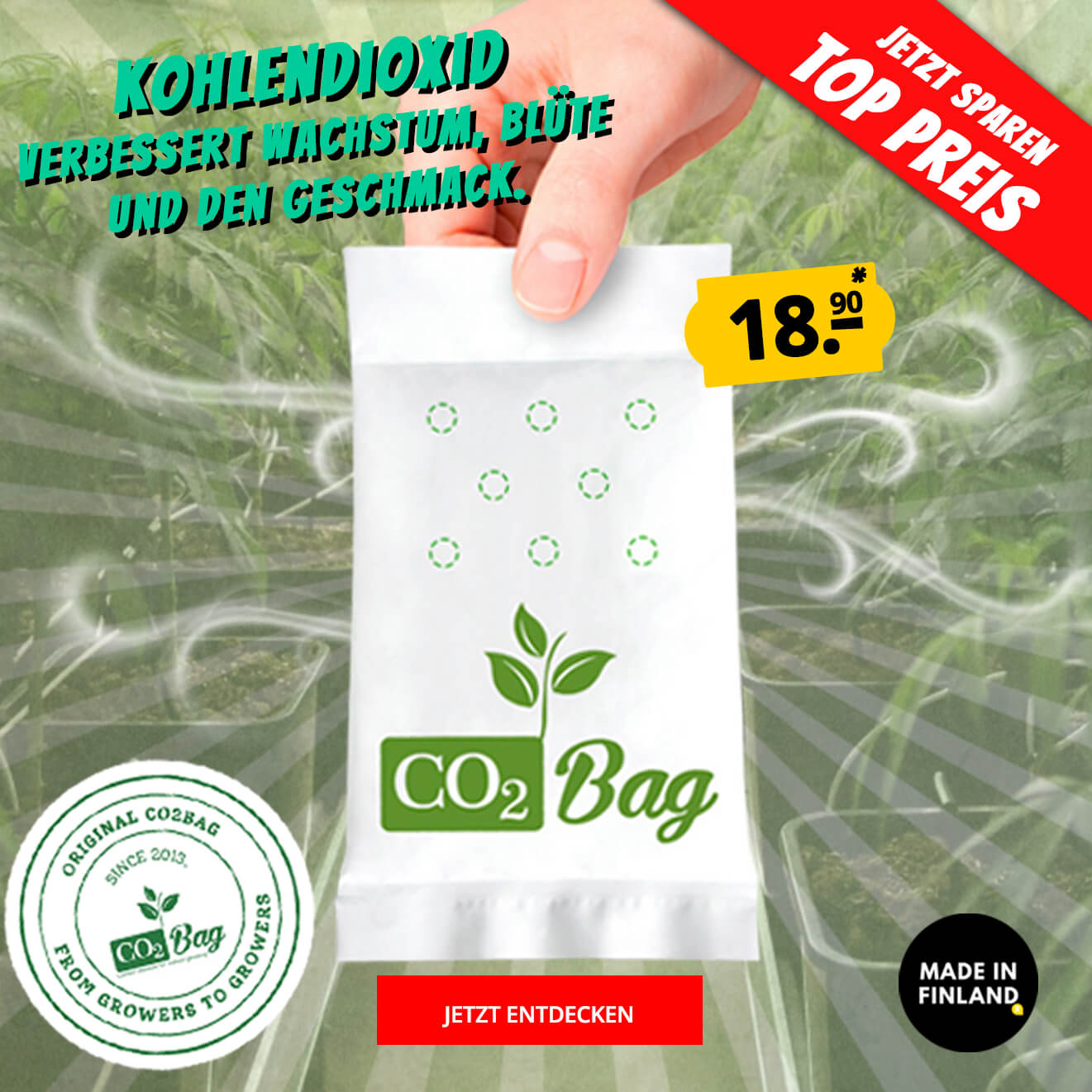 Growversand Banner Startseite CO2Bag Kohlendioxid Tüte Mobil