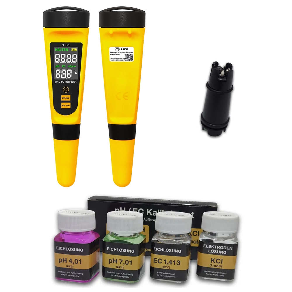 PET-C1 PRO Komplett-Set – Messgerät + Ersatzelektrode + Kalibrierset