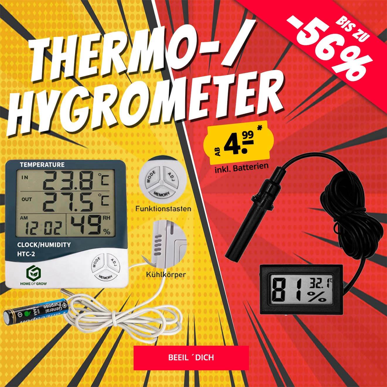 Growversand Slider Thermo-Hygrometer bis zu 56Prozent sparen mobil