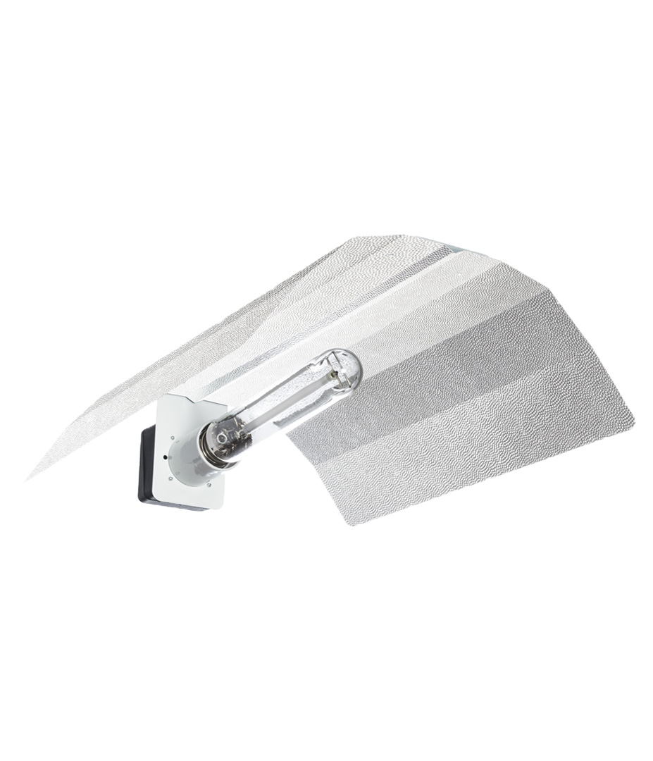 Garden Highpro Pearl Pro Reflektor Hammerschlag inkl. Fassung und stabilem Bügel 470 x 470 x 110 mm Growversand garden highpro pearl pro reflektor vorne