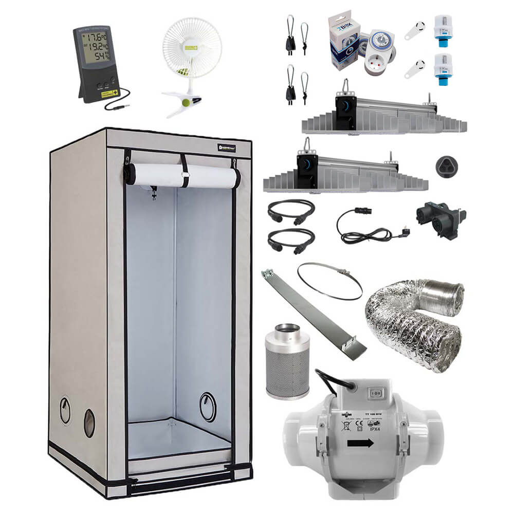 Homebox AQ80+ mit 2x Sanlight EVO 3-80 EXPERT und Abluftsystem XS Homebox AQ80+ mit 2x Sanlight EVO 3-80 EXPERT und Abluftsystem XS