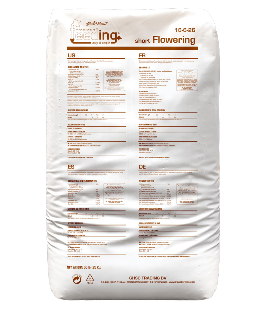 Growversand powderfeeding shortflowering hinten 25kg
