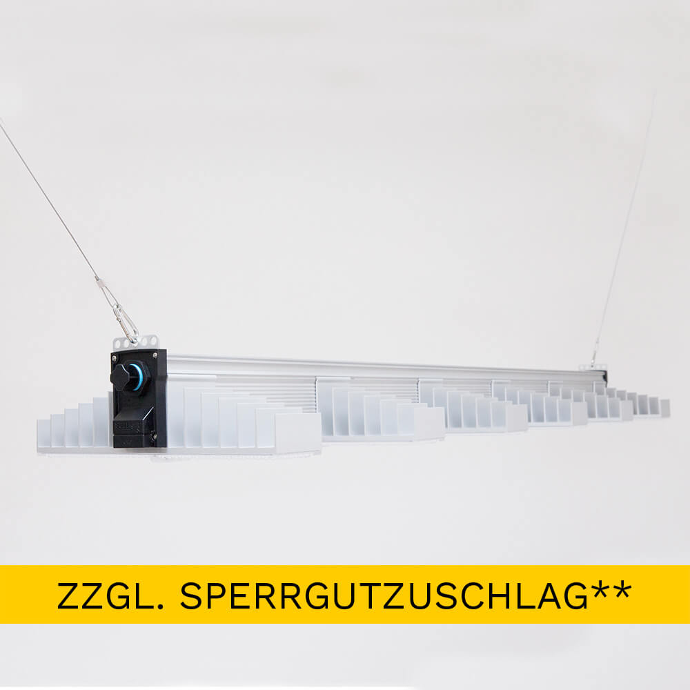 SANlight EVO 6-150 1.5 400W SANlight EVO 6-150 1.5 mit 400 W an Seilaufhängung, Hinweis auf Sperrgutzuschlag