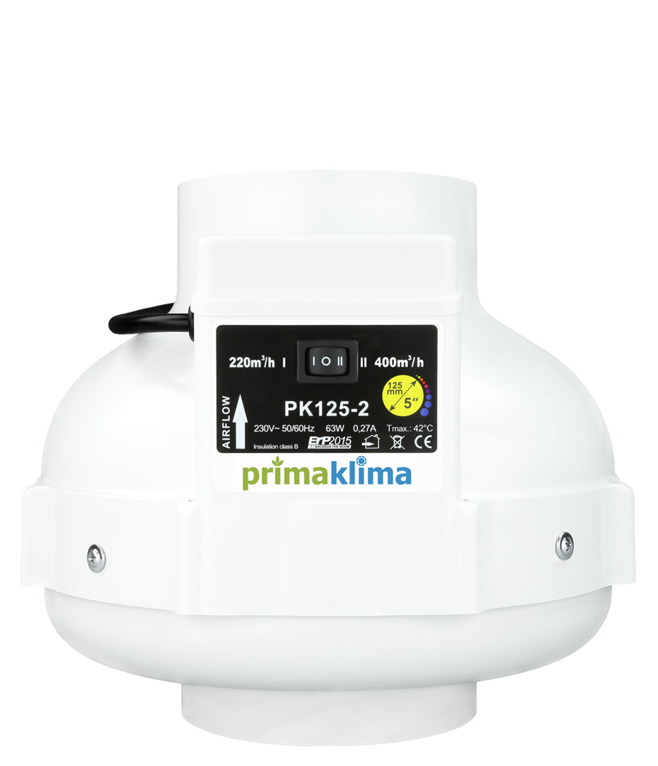 Prima Klima PK125-2 AC Ventilatoren 220 | 400 m³/h zweistufig 125 mm Growversand primaklima 125mm zweistufig 220 400m³h vorne