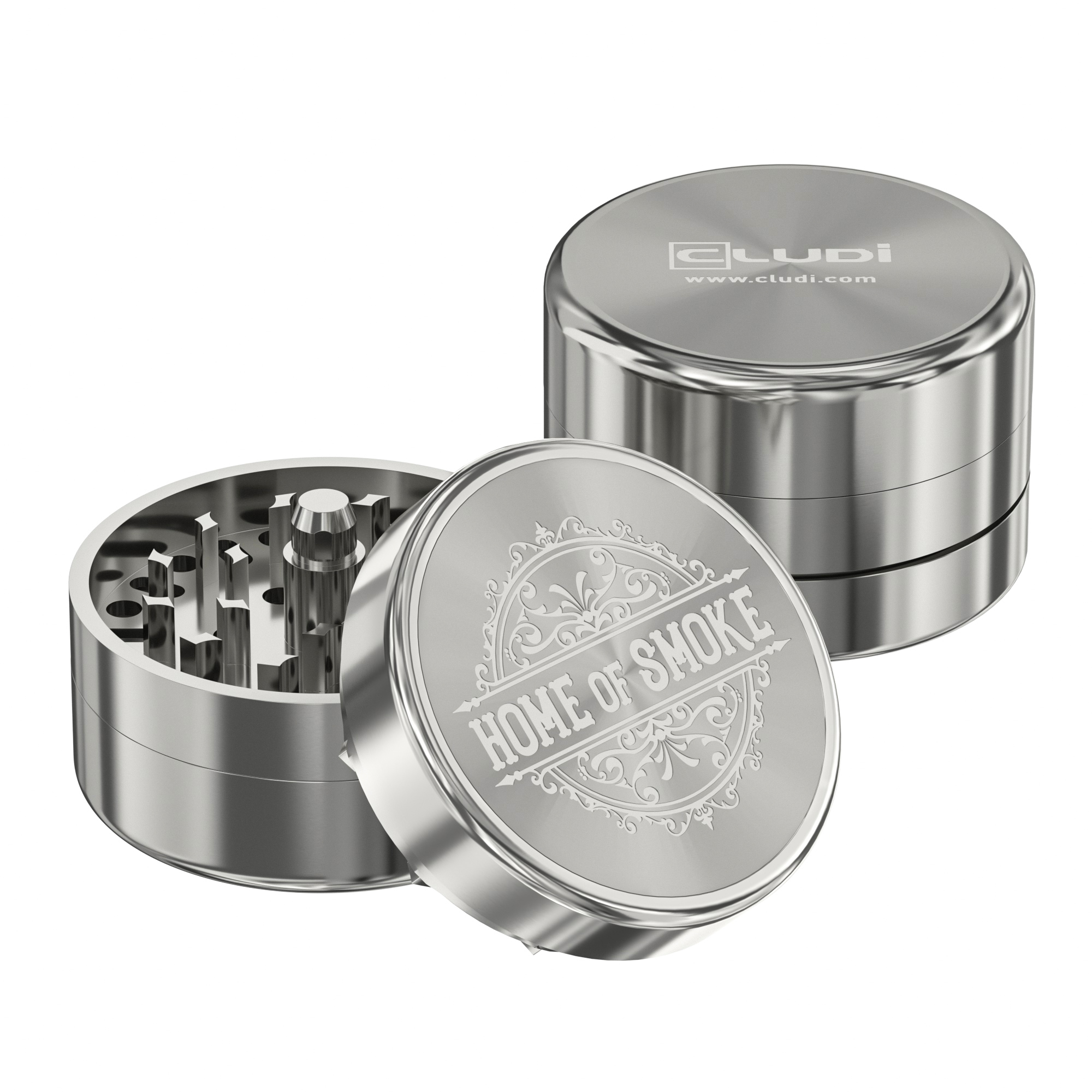Cyber Grinder geöffnet Cyber Grinder mit abgenommenem Deckel und sichtbarem Mahlwerk