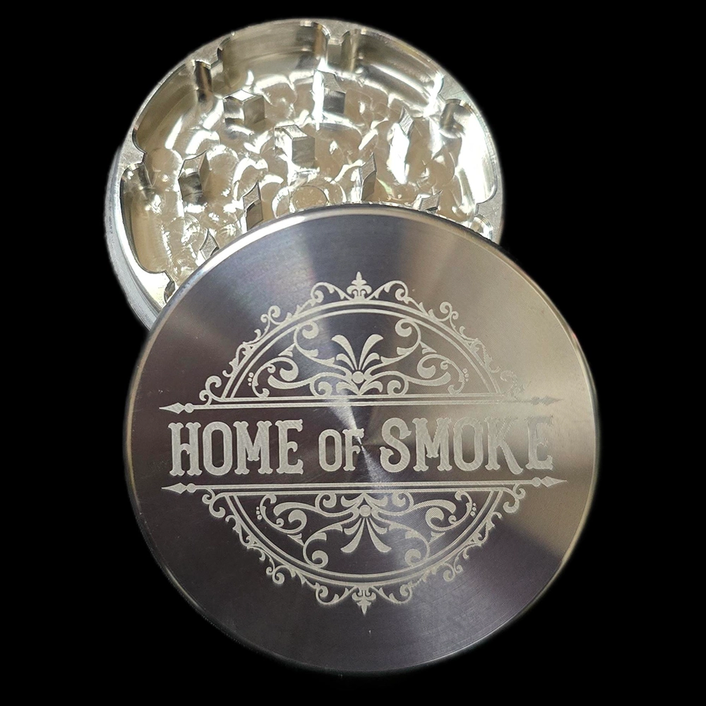 Home of Smoke Grinder 63mm geöffnet Home of Smoke Edelstahl-Grinder zweiteilig mit 63 mm, geöffnet