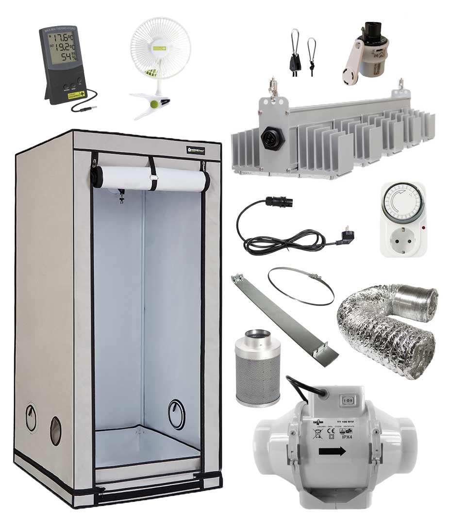 Homebox AQ80+ mit Sanlight Q-Serie EXPERT und Abluftsystem Produktbilder Komplettset Homebox Q80plus Sanlight S Expert 205W Abluftset XS