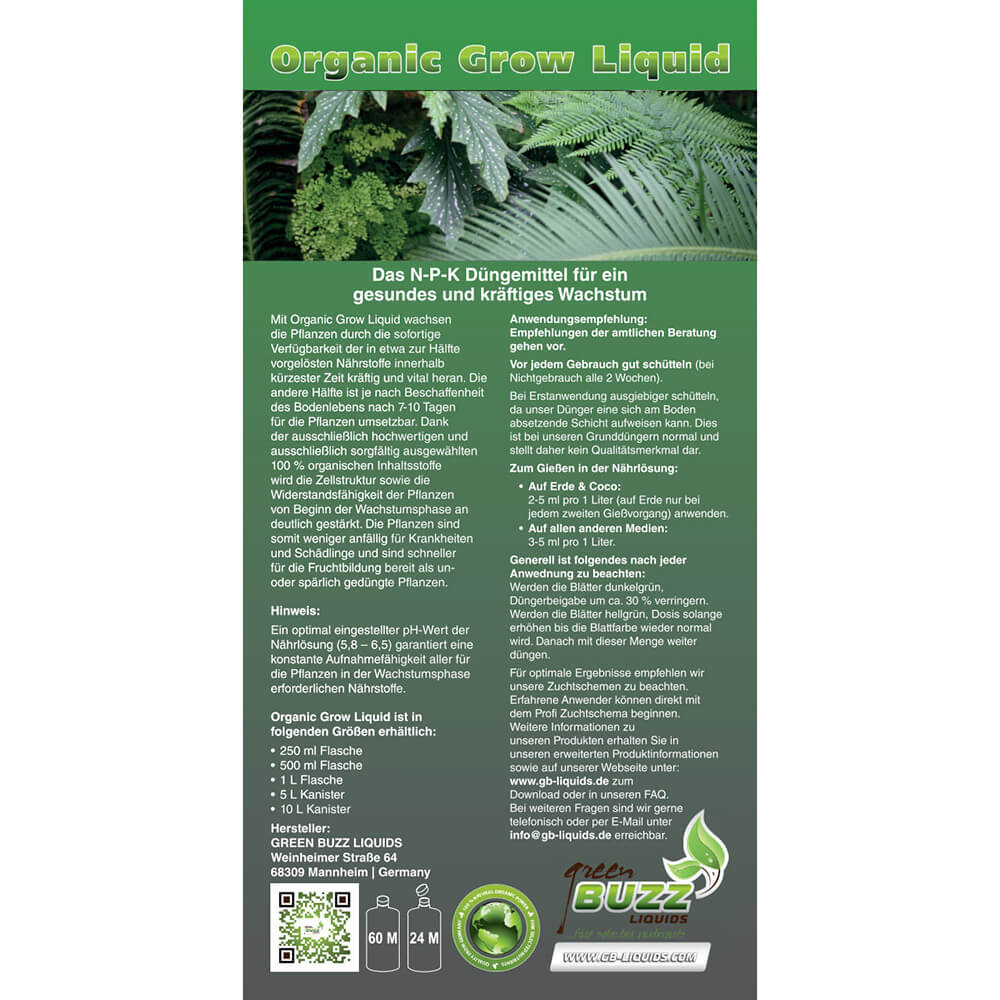 GreenBuzz Liquids Organic Grow Flyer Gesamt