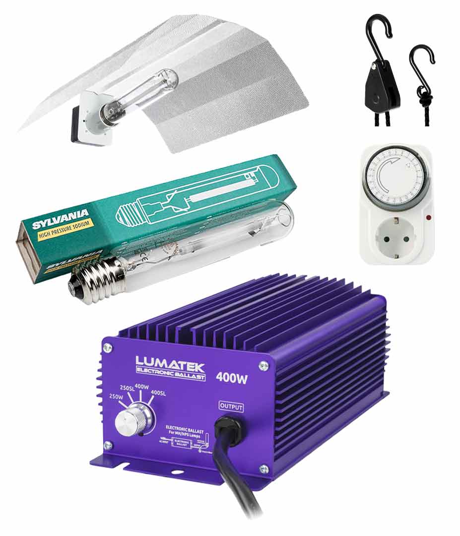 Beleuchtungsset 400 W mit Lumatek Vorschaltgerät und Sylvania Leuchtmittel Produktbilder Beleuchtungsset 400W Lumatek Vorschaltgeraet Sylvania