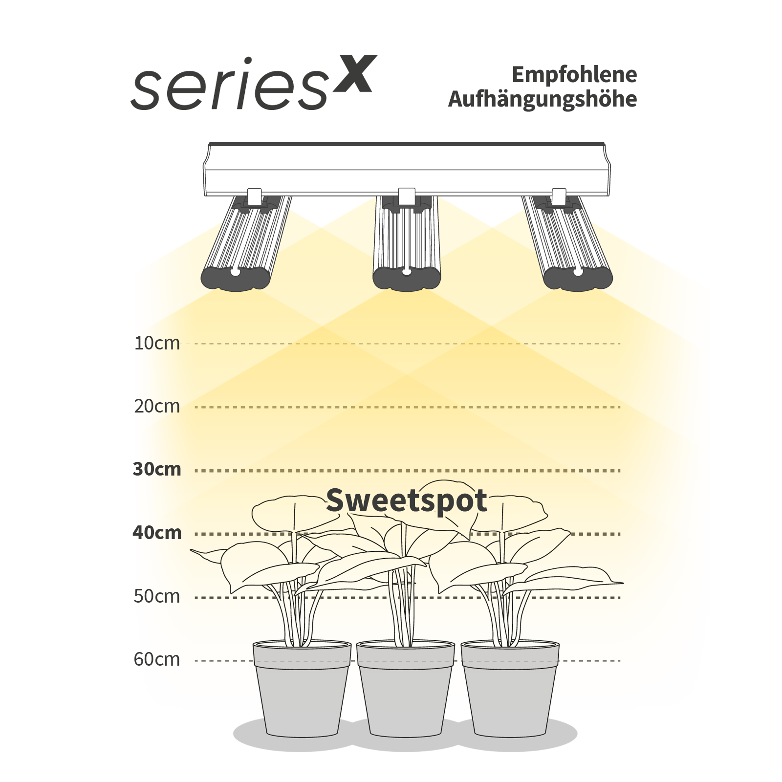25 seriesX Empfohlene Aufhängungshöhe bzw. Sweetspot