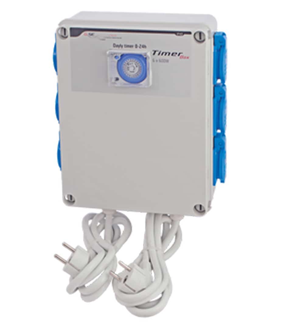 GSE Timer Box 2 mit 6x600W GSE Timer Box 2 für sechs Leuchten mit 600 Watt und Zeitschaltuhr