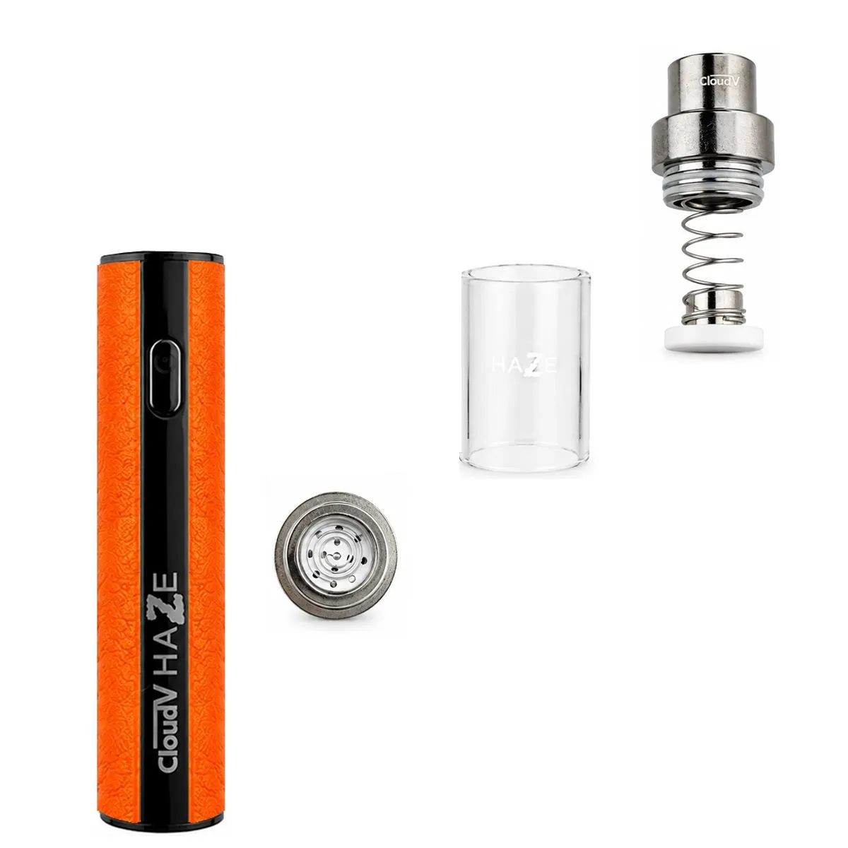 Cloud V Haze Pen Orange Einzelteile Cloud V Haze Pen in Orange mit Sieb, Glaskammer und Heizspirale