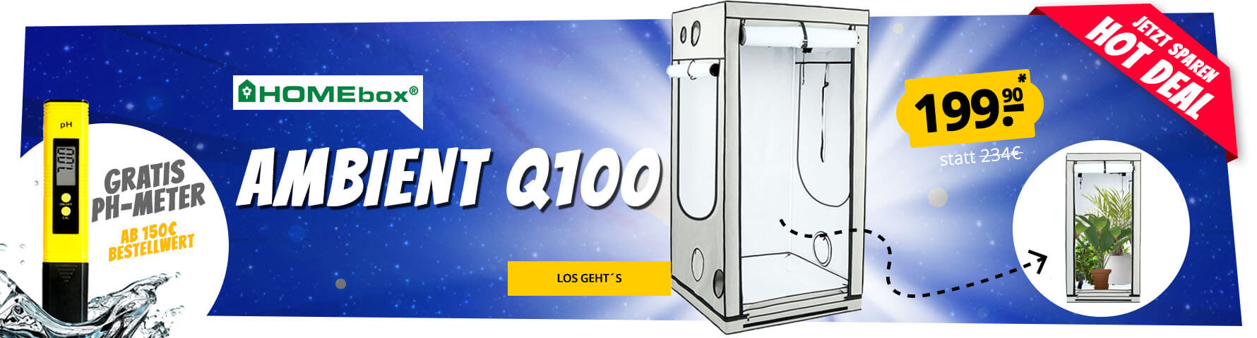 Growversand Slider Growbox Growzelt Homebox Ambient Q100 pH-Meter gratis Hot Deal mobil