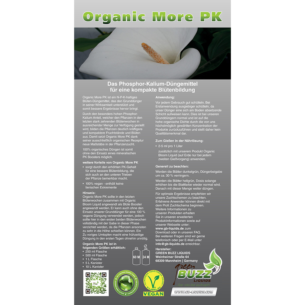Green Buzz Liquids | Organic More PK 250 ml