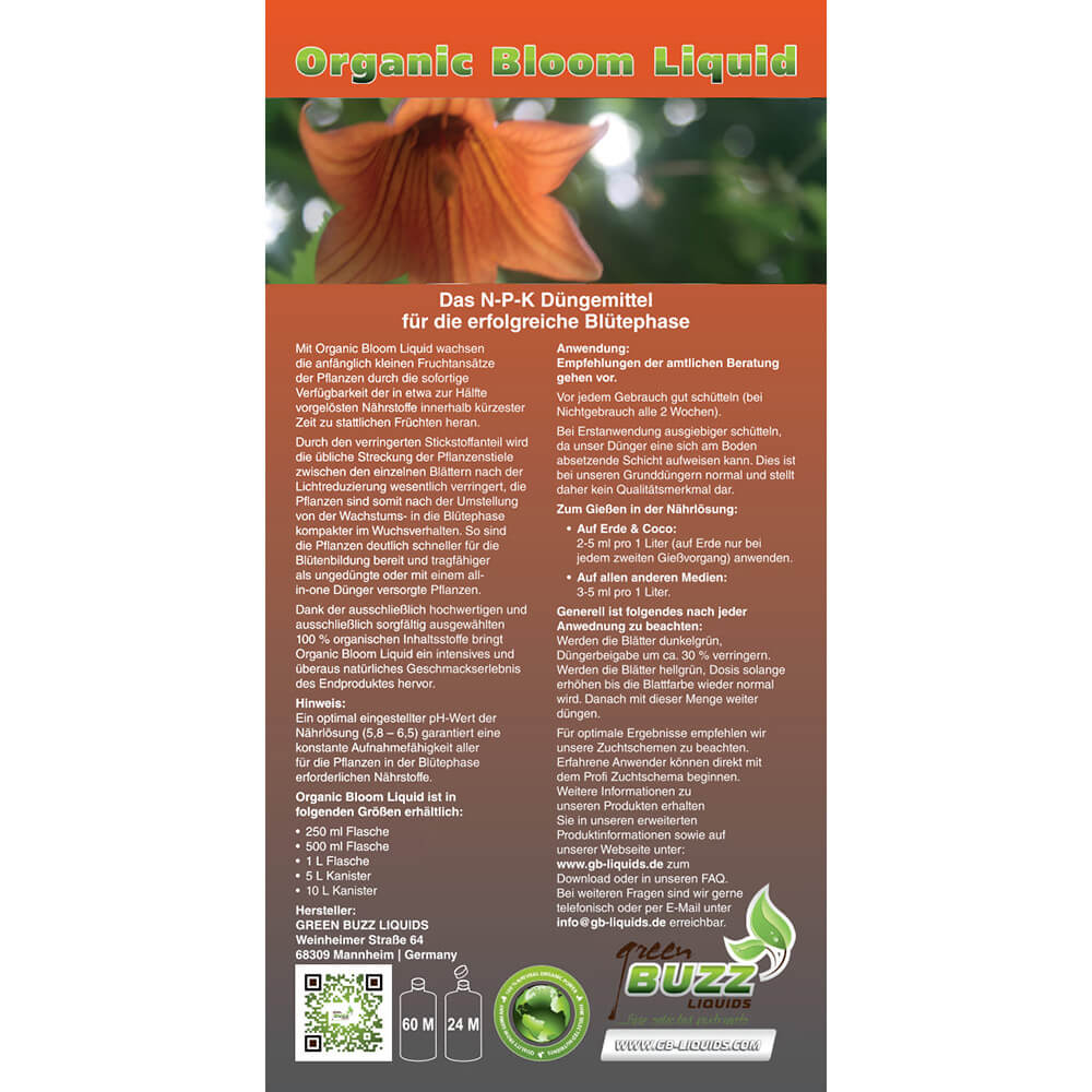 GreenBuzz Liquids Organic Bloom Flyer Gesamt