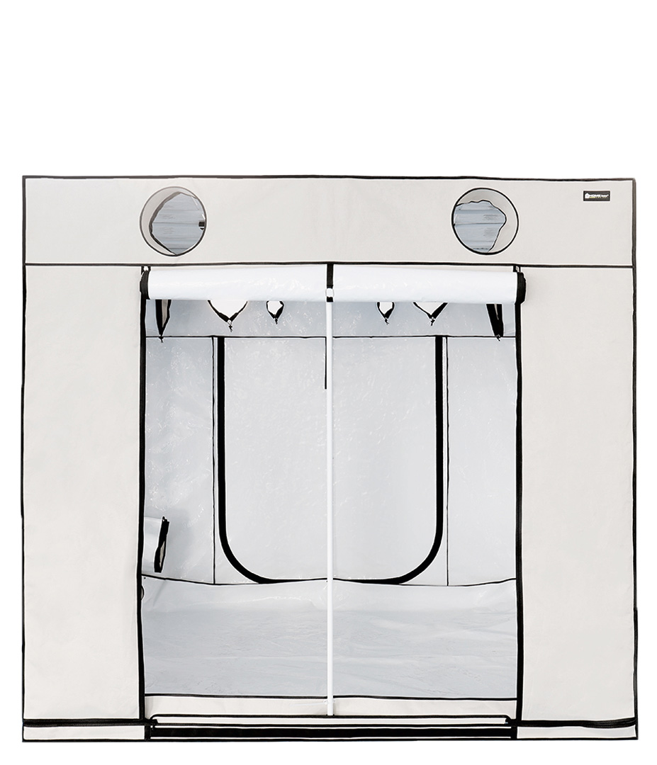 Homebox Ambient Q240+ (240 x 240 x 220 cm/5,76 m²) PAR+ Growversand homebox q240+ gerade offen