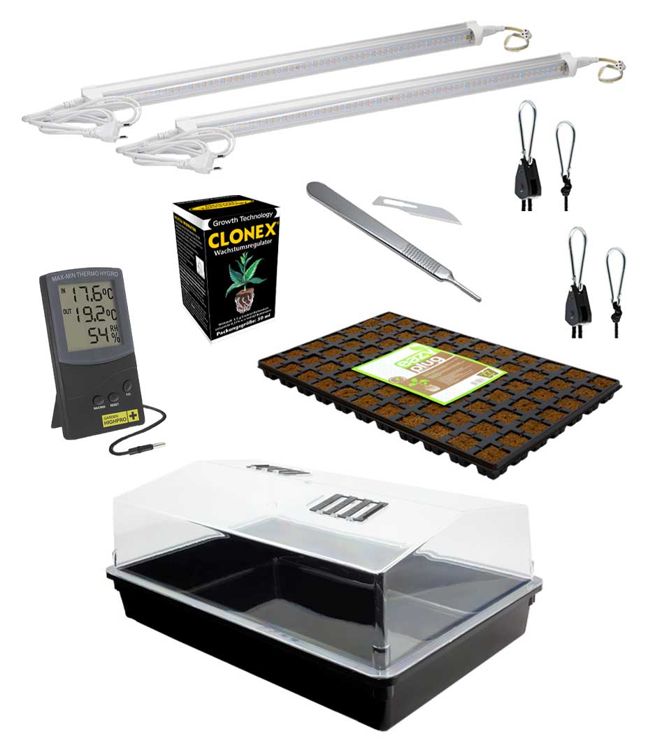 Anzuchtset L + Caluma LED Stripes für bis zu 77 Stecklinge Produktbilder Anzuchtset L Caluma LED Stripes 77St