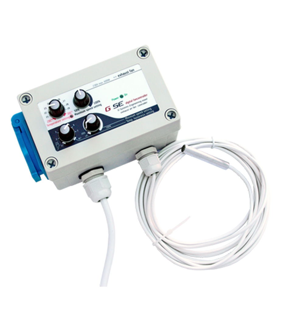 GSE Klimacontroller für Temperatur, Minimal-/Maximaldrehzahl, Hysterese | Abluft Growversand gse digitaler klimacontroller temperatur min max drehzahl temp hysterese abluft